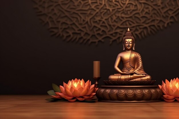 Ein Buddha sitzt am Vesak-Buddha-Purnima-Tag mit Kopierplatz Hintergrund für den Vesak-Festivaltag