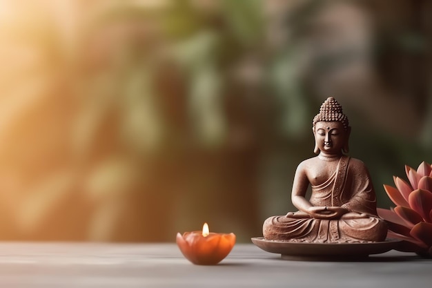 Ein Buddha sitzt am Vesak-Buddha-Purnima-Tag mit Kopierplatz Hintergrund für den Vesak-Festivaltag