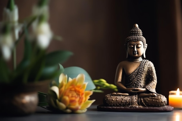 Foto ein buddha sitzt am vesak-buddha-purnima-tag mit kopierplatz hintergrund für den vesak-festtag