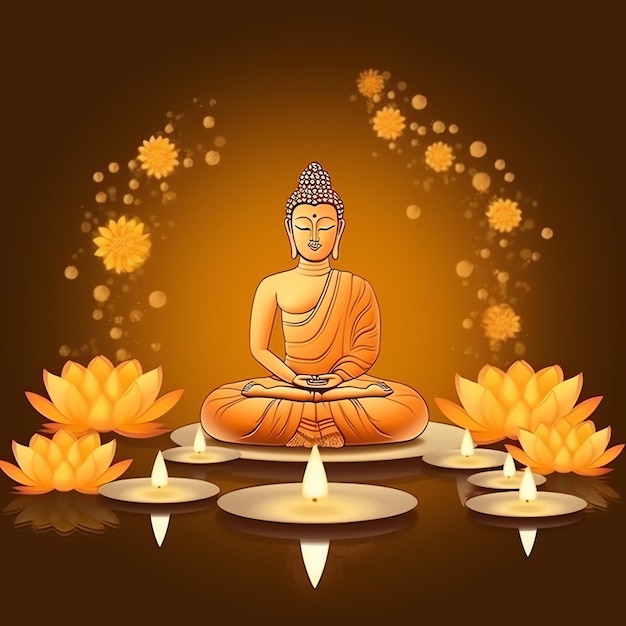 Ein Buddha sitzt am Vesak-Buddha-Purnima-Tag mit Kopierplatz Hintergrund für den Vesak-Festtag