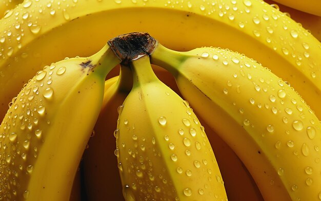 Foto ein bündel bananen mit wassertropfen darauf