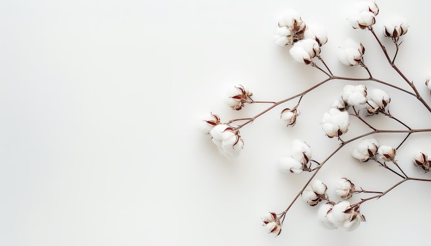 Foto ein bündel baumwollblumen ist in einer reihe angeordnet
