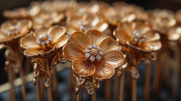 ein Bündel goldener Blumen stehen auf einem Tisch mit einem, auf dem steht: Gold