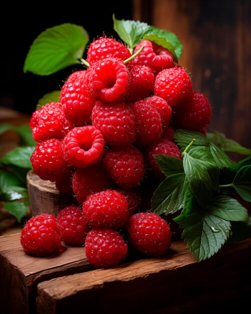 Foto ein bündel himbeeren