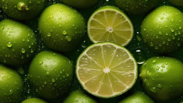 Ein Bündel Limetten mit dem Wort Limette auf ihnen