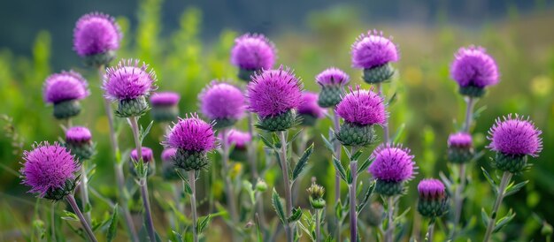 Ein Bündel purpurfarbener Stiftblumen auf dem Feld