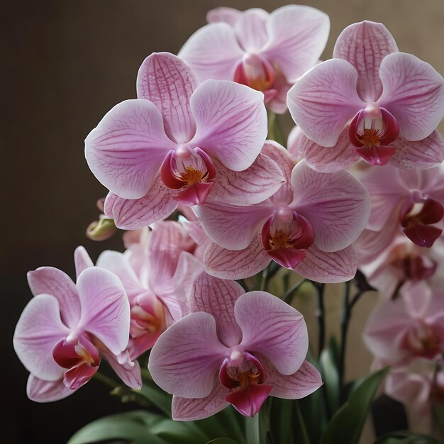 ein Bündel rosa Orchideen mit dem Namen Quote auf der Unterseite