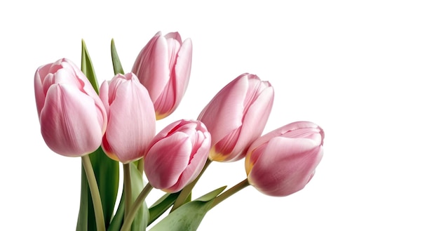 Ein Bündel rosa Tulpen mit dem Wort Tulpen auf der Unterseite.