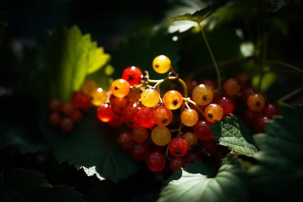 Ein Bündel rote Johannisbeeren sind auf einem Blatt