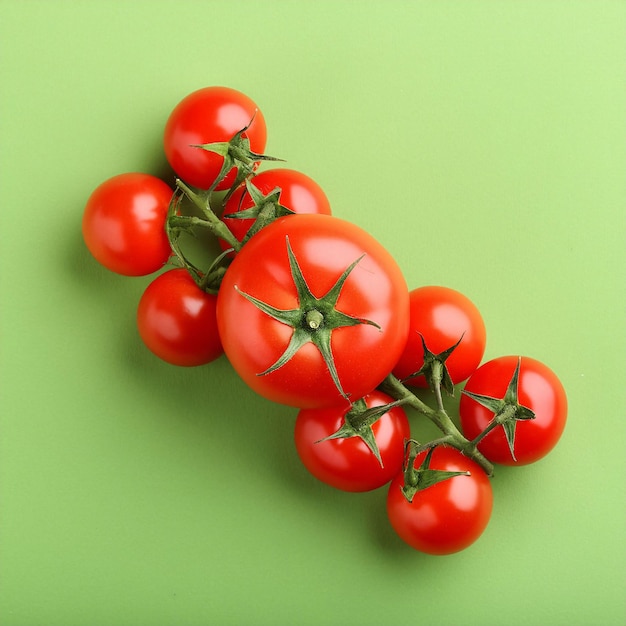 ein Bündel von Kirschtomaten auf einem grünen Hintergrund