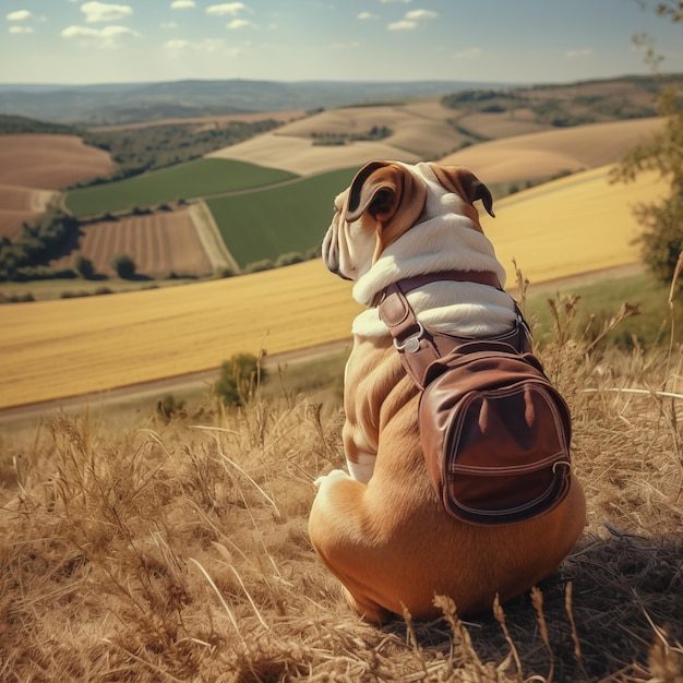 Foto ein bulldog sitzt im freien