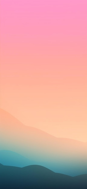 Ein bunter Berg mit einem rosa Himmelshintergrund