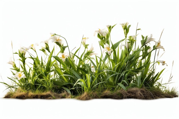 Ein bunter Blumenstrauß liegt auf grünem Gras. Generative KI