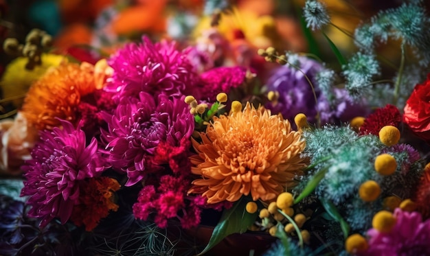 Ein bunter Blumenstrauß wird ausgestellt.