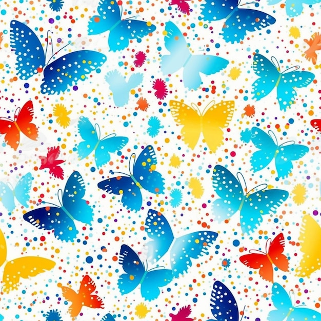 Ein bunter Schmetterlingshintergrund mit generativer KI in vielen verschiedenen Farben und Größen