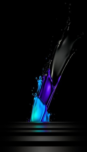 Ein bunter Wasserspritzer mit blauem und violettem Hintergrund.