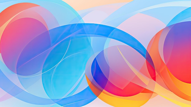 Ein buntes abstraktes Design mit kreuzenden Kreisen und einem gradienten Hintergrund