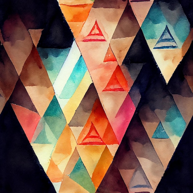 Ein buntes Dreiecksgemälde mit dem Wort Dreieck darauf
