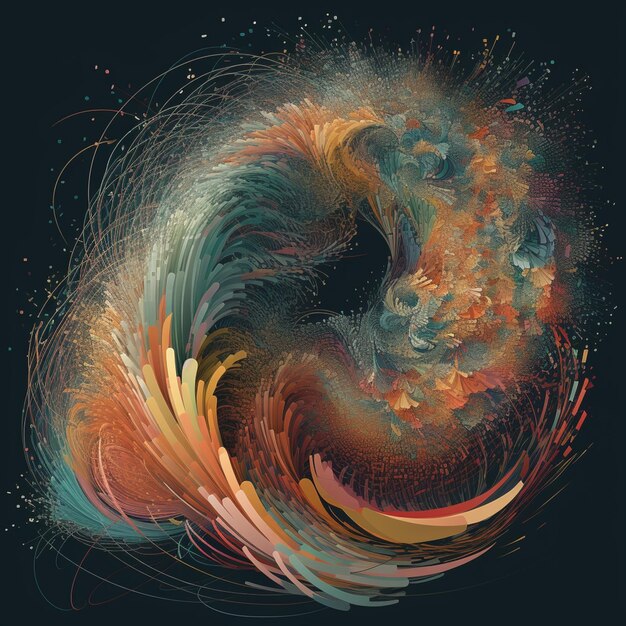 Ein buntes Gemälde einer Spirale mit dem Wort „darauf“