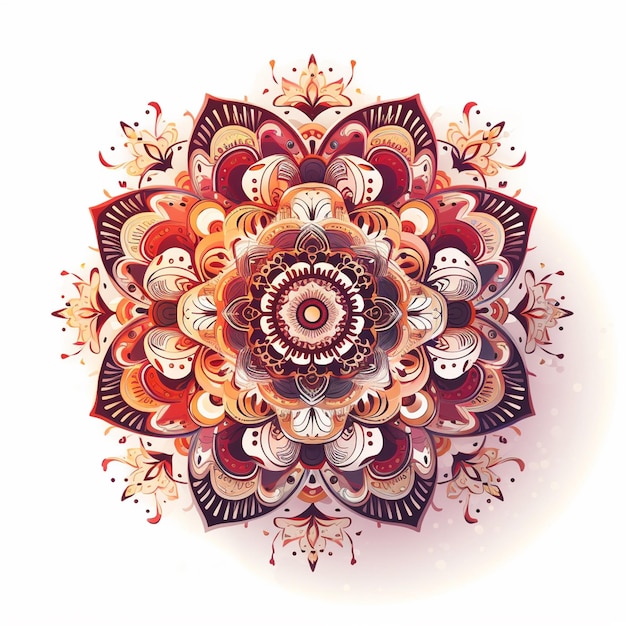 Ein buntes Mandala mit weißem Hintergrund und dem Wort Buddha darauf.