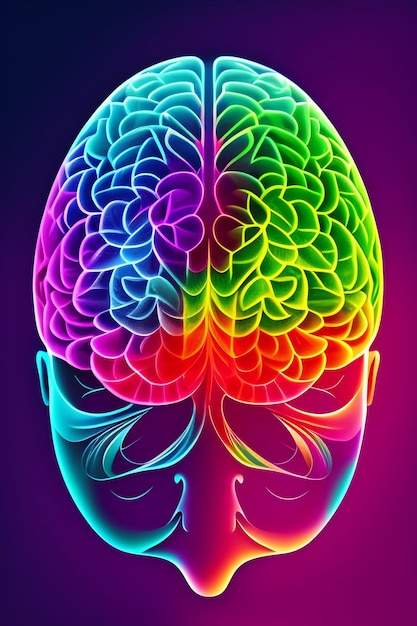 Ein buntes menschliches Gehirn im Hintergrund