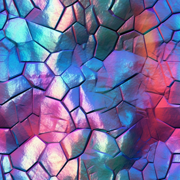 Ein buntes Mosaik aus zerbrochenen Fliesen in den Farben des Regenbogens.