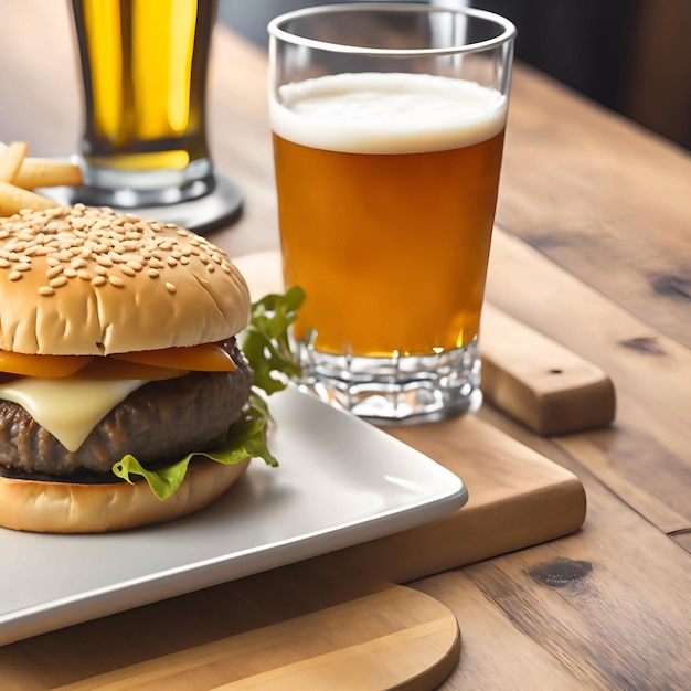 Ein Burger und Pommes aus der Bar