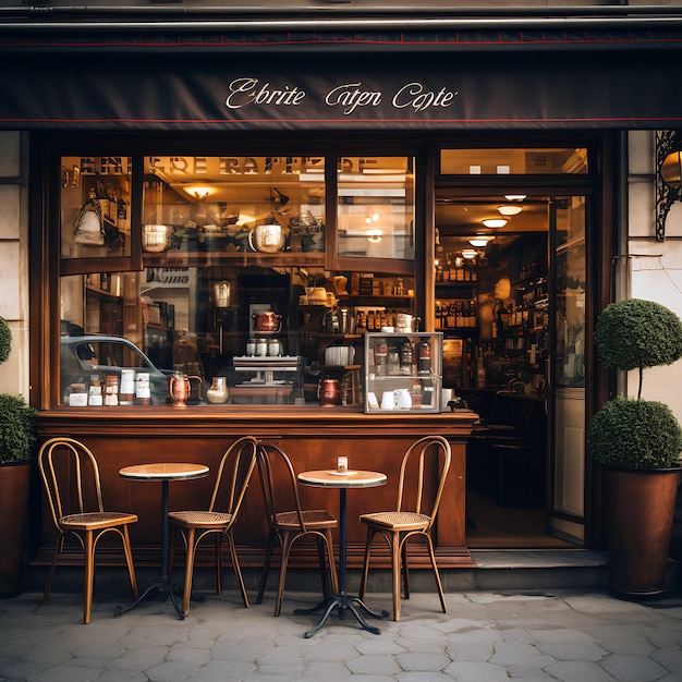 ein Café mit einem Schild Internationaler Kaffeetag