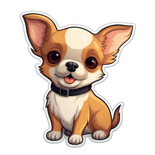Ein Cartoon-Chihuahua-Hund mit einem Halsband im Sitzen