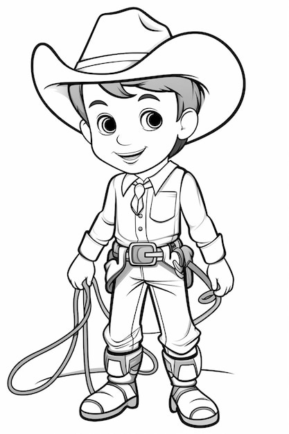 ein Cartoon-Cowboy mit einem Lasset und einem Hut generativ ai