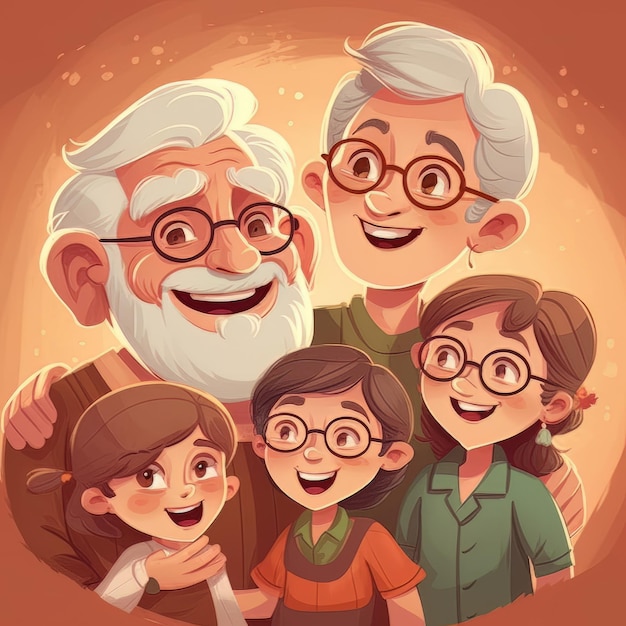 Ein Cartoon einer Familie mit der Aufschrift „Familie“ auf der Vorderseite