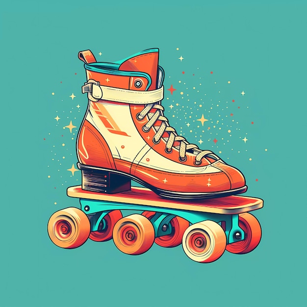 Ein Cartoon eines Rollschuhs mit dem Wort Rollerblade darauf.