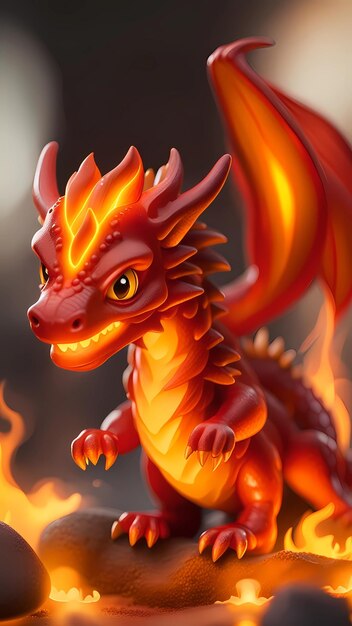 ein Cartoon eines roten Drachen mit Flammen im Hintergrund