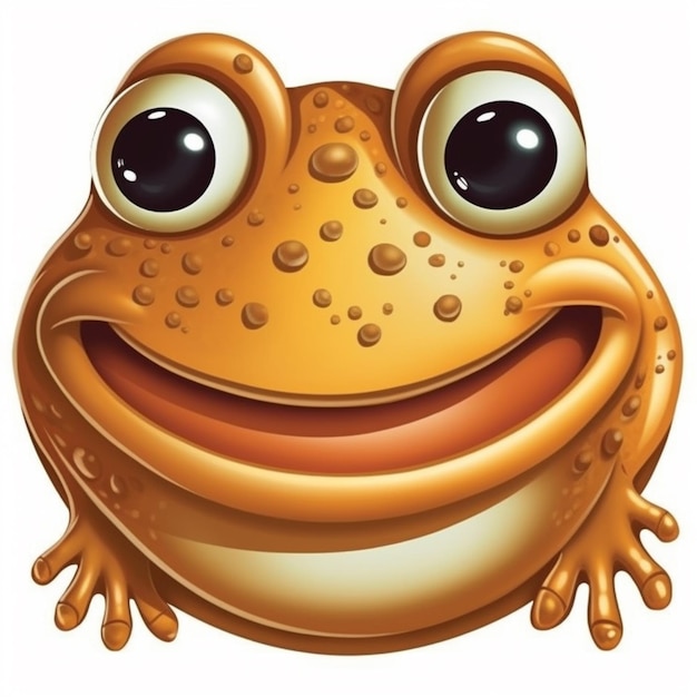 Ein Cartoon-Frosch mit großen Augen und einem großen Lächeln, generative KI