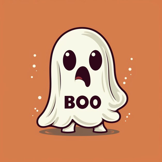 Ein Cartoon-Geist mit dem Wort Boo darauf