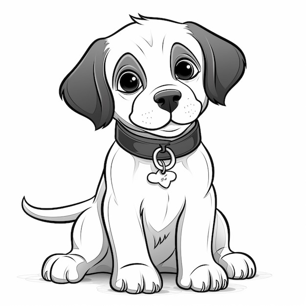 Ein Cartoon-Hund mit einem Halsband, auf dem „Hund“ steht