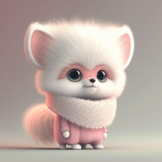 Ein Cartoon-Hund mit rosa Pullover und rosa Augen.
