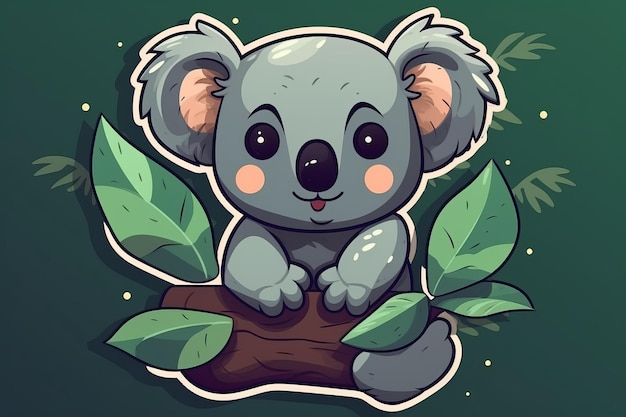 Ein Cartoon-Koala sitzt auf einem Ast.