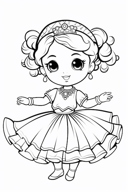 ein Cartoon-Mädchen in einem Kleid mit einem Tiable und einem Tiable Generativ ai