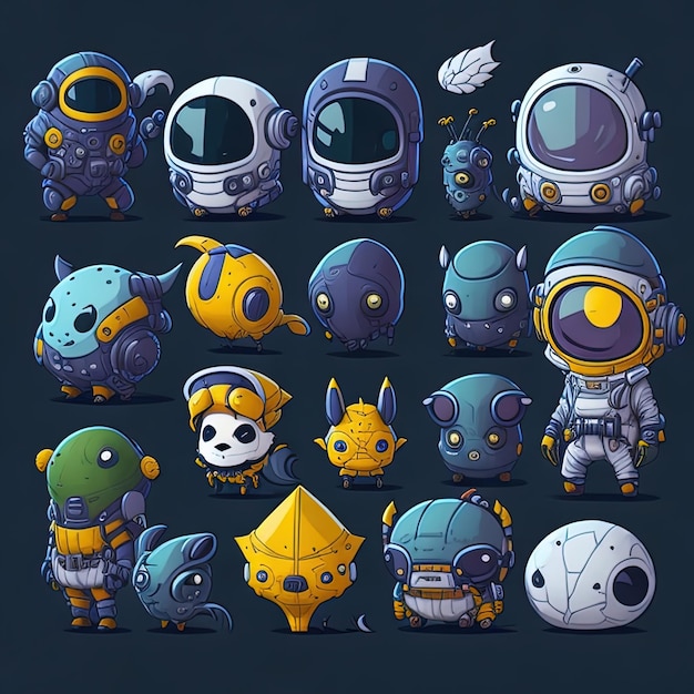 Ein Cartoon mit einigen Robotern und einigen anderen Charakteren
