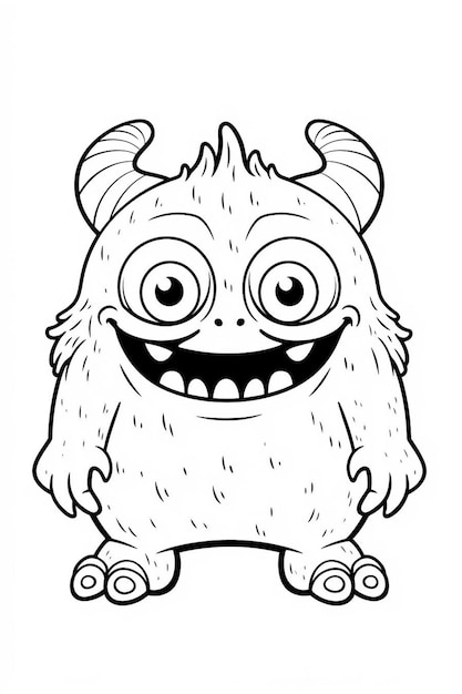 ein Cartoon-Monster mit großen Augen und einem breiten Lächeln, generative KI