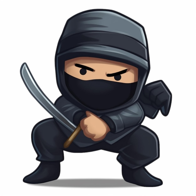 Ein Cartoon-Ninja mit einem Schwert in der Hand, generative KI