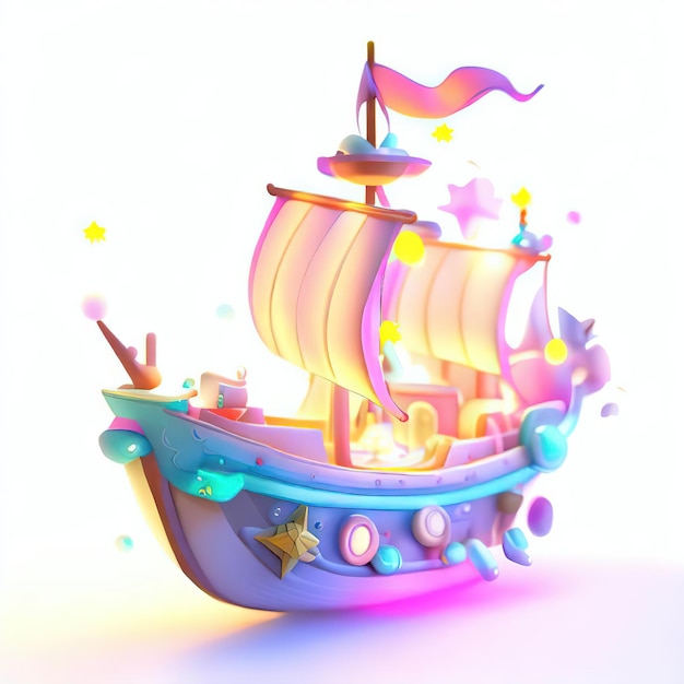 Ein Cartoon-Schiff mit einem Stern an der Spitze