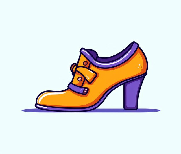 Ein Cartoon-Schuh mit lila Absatz und lila Besatz.