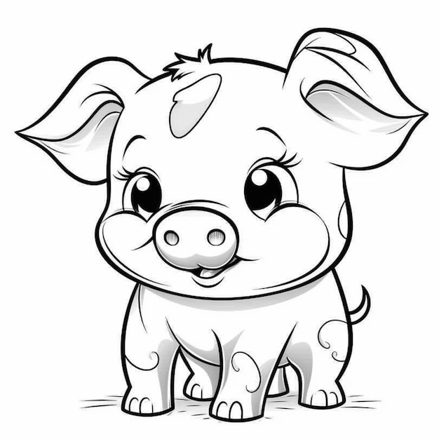 ein Cartoon-Schwein mit großen Augen und einer generativen Nase