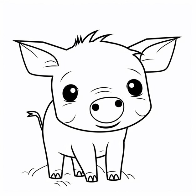 ein Cartoon-Schwein mit großen Augen und einer großen generativen Nase