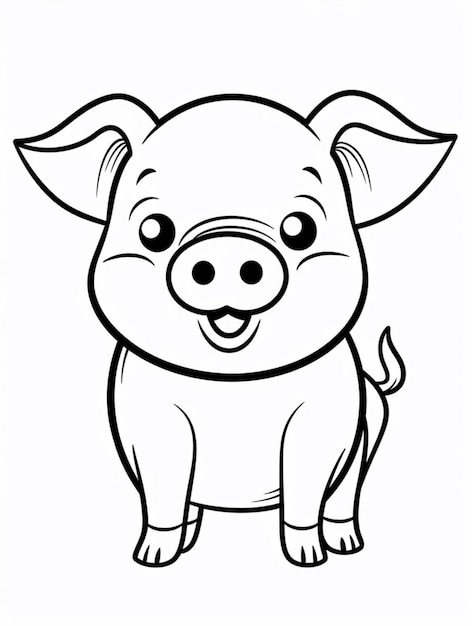 Foto ein cartoon-schwein sitzt mit offener zunge