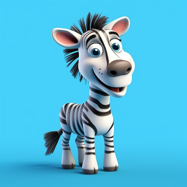 Ein Cartoon-Zebra mit blauem Hintergrund.