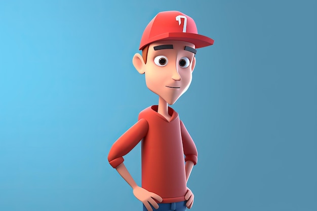 Ein Charakter mit einem roten Hut und auf dem Kopf