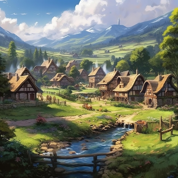 Ein charmantes Dorf, eingebettet in ein Tal